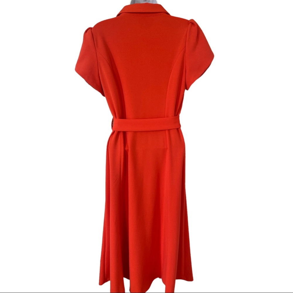 Calvin Klein Orange Button-Front Midi Dress with Belt - Picture 3 of 4